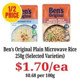 Farmer Jack's Ben's Original Plain Microwave Rice offer