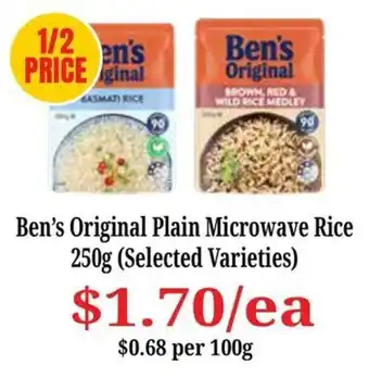 Farmer Jack's Ben's Original Plain Microwave Rice offer