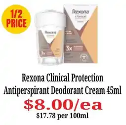 Farmer Jack's Rexona Clinical Protection Antiperspirant Deodorant Cream offer