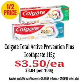 Farmer Jack's Colgate Total Active Prevention Plus Toothpaste offer
