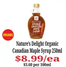 Farmer Jack's Nature's Delight Organic Canadian Maple Syrup offer