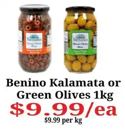 Farmer Jack's Benino Kalamata or Green Olives offer