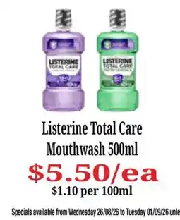 Farmer Jack's Listerine Total Care Mouthwash offer