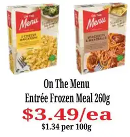 Farmer Jack's On The Menu Entrée Frozen Meal offer