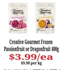 Farmer Jack's Creative Gourmet Frozen Passionfruit or Dragonfruit offer