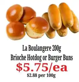 Farmer Jack's La Boulangere Brioche Hotdog or Burger Buns offer
