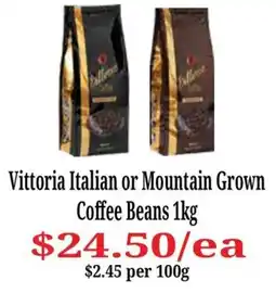 Farmer Jack's Vittoria Italian or Mountain Grown Coffee Beans offer
