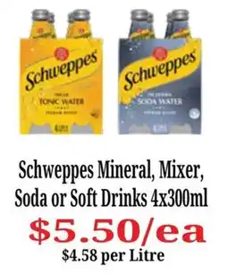 Farmer Jack's Schweppes Mineral, Mixer, Soda or Soft Drinks offer