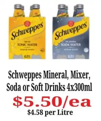 Farmer Jack's Schweppes Mineral, Mixer, Soda or Soft Drinks offer