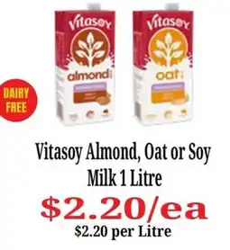 Farmer Jack's Vitasoy Almond, Oat or Soy Milk offer