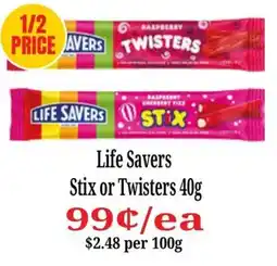 Farmer Jack's Life Savers Stix or Twisters offer