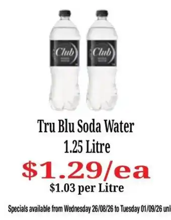 Farmer Jack's Tru Blu Soda Water offer