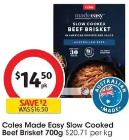 Coles Coles Made Easy Slow Cooked Beef Brisket offer