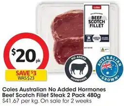 Coles Coles Australian No Added Hormones Beef Scotch Fillet Steak offer
