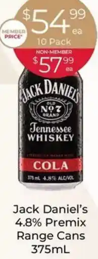 Porters Jack Daniel's 4.8% Premix Range Cans offer