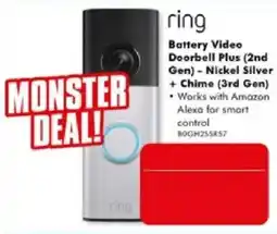 The Good Guys ring Battery Video Doorbell Plus (2nd Gen) - Nickel Silver + Chime (3rd Gen) offer