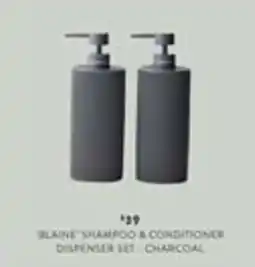 Domayne Blaine Shampoo & Conditioner Dispenser Set - Charcoal offer
