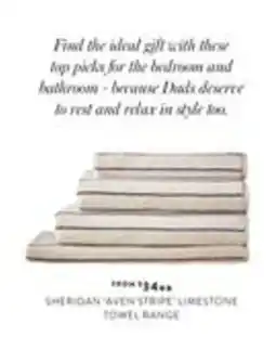 Domayne Sheridan 'Aven Stripe' Limestone Towel Range offer