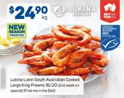 Foodland Lukina Lukin South Australian Cooked Large King Prawns offer