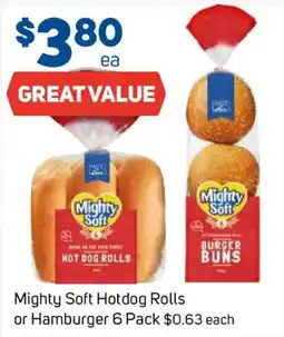 Foodland Mighty Soft Hotdog Rolls or Hamburger 6 Pack offer