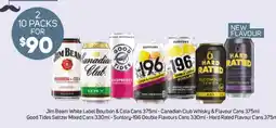 Foodland Jim Beam White Label Bourbon & Cola Cans - Canadian Club Whisky & Flavour Cans - Good Tides Seltzer Mixed Cans offer