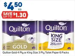 Foodland Quilton Gold 4 Ply or King Size 3 Ply Toilet Paper offer