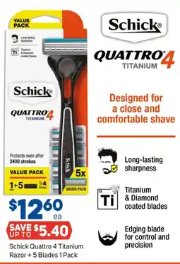 Foodland Schick Quattro 4 Titanium Razor offer