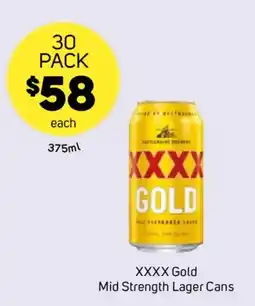 Foodland XXXX Gold Mid Strength Lager Cans offer