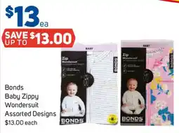Foodland Bonds Baby Zippy Wondersuit Assorted Designs offer