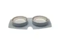 Buddy & Belle Double Silicone Bowls, Grey/ Silver
