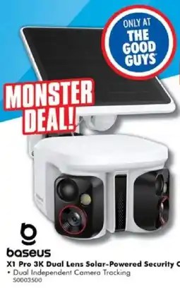 The Good Guys baseus X1 Pro 3K Dual Lens Solar-Powered Security Camera offer