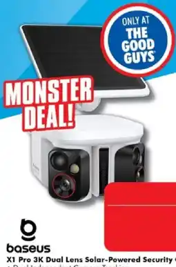 The Good Guys baseus X1 Pro 3K Dual Lens Solar-Powered Security Camera offer