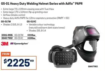 3M Speedglas G5-01 Heavy Duty Welding Helmet Series with Adflo PAPR
