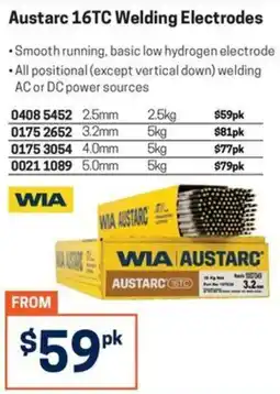 Blackwoods Austarc 16TC Welding Electrodes offer