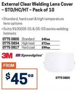 Blackwoods External Clear Welding Lens Cover 3M Speedglas offer