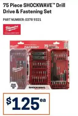 Blackwoods Milwaukee 75 Piece Shockwave Drill Drive & Fastening Set offer