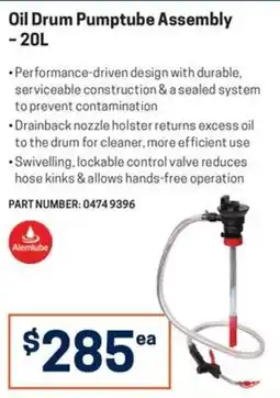Blackwoods Oil Drum Pumptube Assembly - 20L Alemilube offer