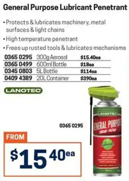 Blackwoods General Purpose Lubricant Penetrant Lanotec offer