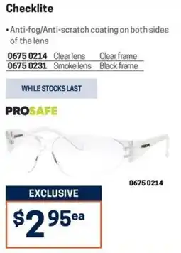 Blackwoods Checklite PROSAFE safety glasses offer