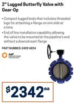 Blackwoods 2" Lugged Butterfly Valve with Gear-Op by AAP Industries offer