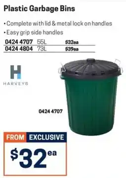Blackwoods Plastic Garbage Bins Harvey's offer