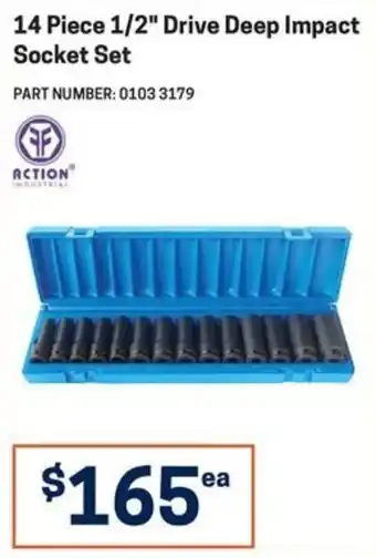 14 Piece 1/2" Drive Deep Impact Socket Set Action Industrial