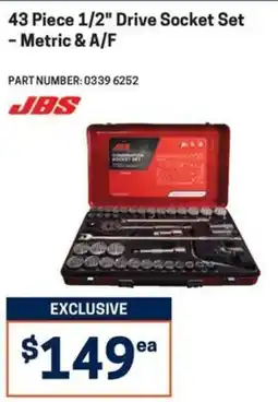 Blackwoods JBS 43 Piece 1/2" Drive Socket Set - Metric & A/F offer