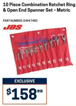 Blackwoods JBS 10 Piece Combination Ratchet Ring & Open End Spanner Set - Metric offer