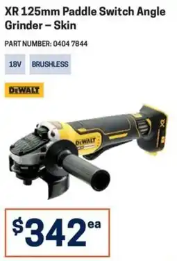Blackwoods DeWalt XR 125mm Paddle Switch Angle Grinder - Skin offer