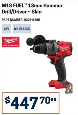 Blackwoods Milwaukee M18 FUEL 13mm Hammer Drill/Driver - Skin offer