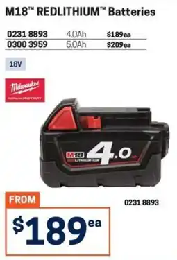 Blackwoods Milwaukee M18 REDLITHIUM Batteries offer