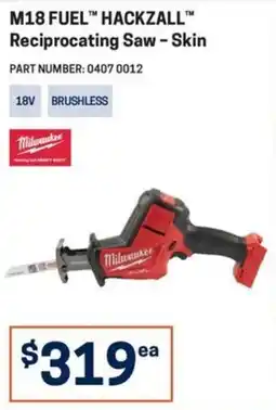 Blackwoods Milwaukee M18 FUEL HACKZALL Reciprocating Saw - Skin offer