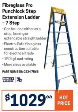 Blackwoods Fibreglass Pro Punchlock Step Extension Ladder - 7 Step offer