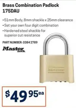Blackwoods Brass Combination Padlock 175DAU Master Lock offer